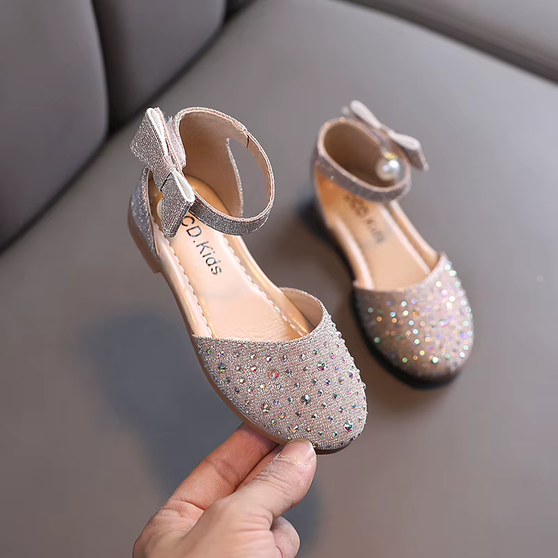 Sandalias de playa para niñas estilo princesa con diamantes