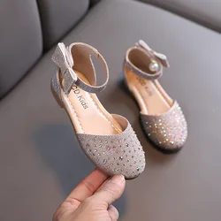Sandalias de playa para niñas estilo princesa con diamantes