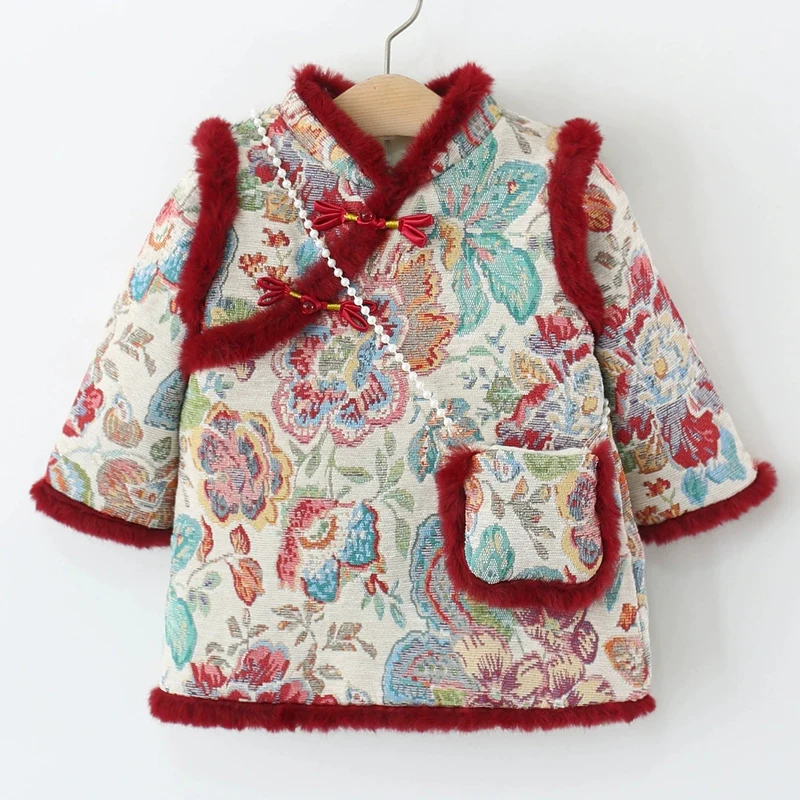 Conjunto de invierno para niña: vestido cálido de lana bordada - imagen 2