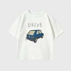Camiseta de algodón bebé Little Car cuello redondo ligera para verano