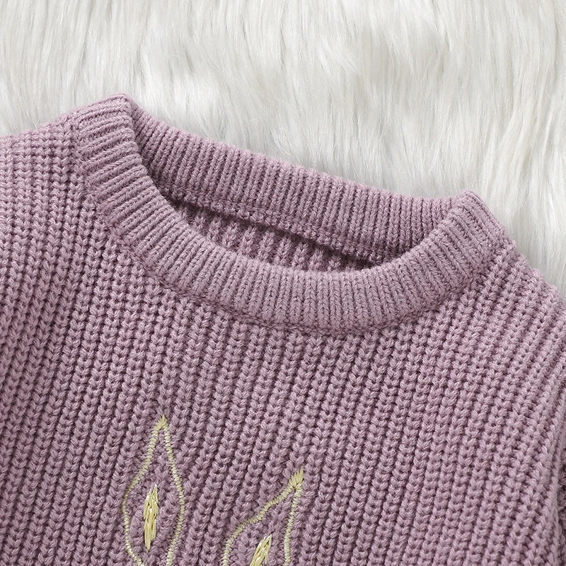 Jersey de punto de lana para bebés – Manga larga suave y cuello redondo para invierno - imagen 3