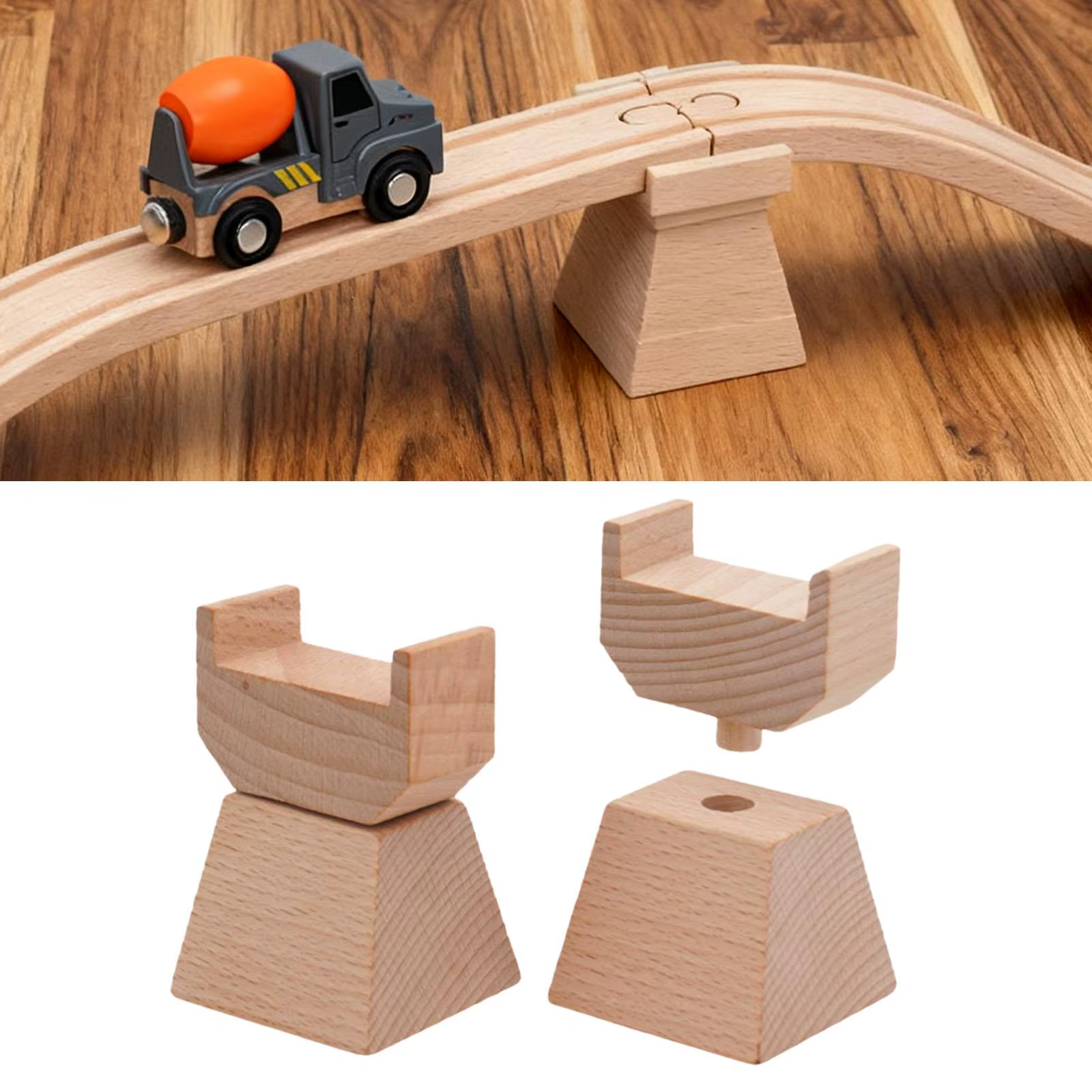 Elevadores de vía de tren de madera con soportes giratorios infantiles - imagen 3