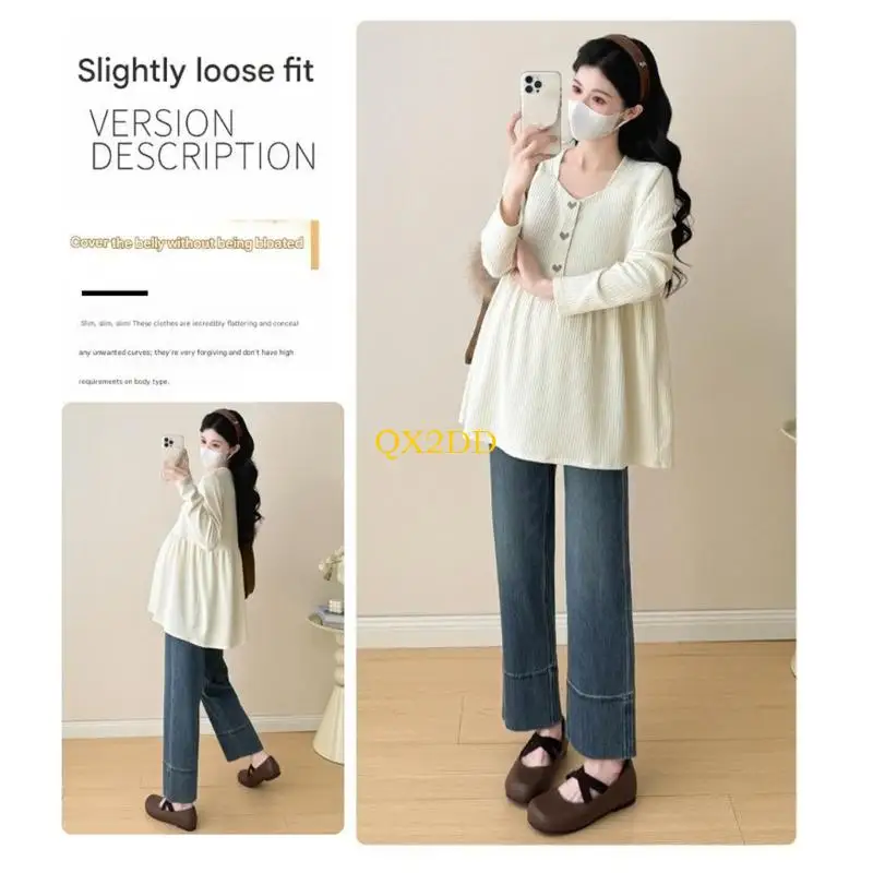 Blusa de maternidad en algodón con bordado corazón cómoda suave - imagen 4