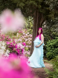 Vestido de maternidad elegante de gasa para sesión de fotos