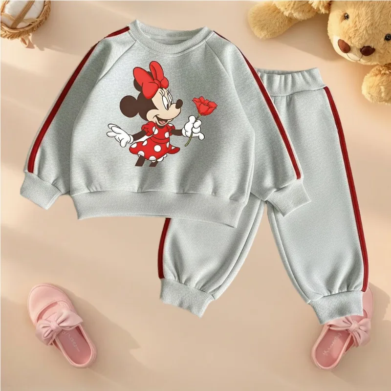 Conjunto de chándal para niña de sudadera con cuello redondo – A rayas laterales - imagen 2
