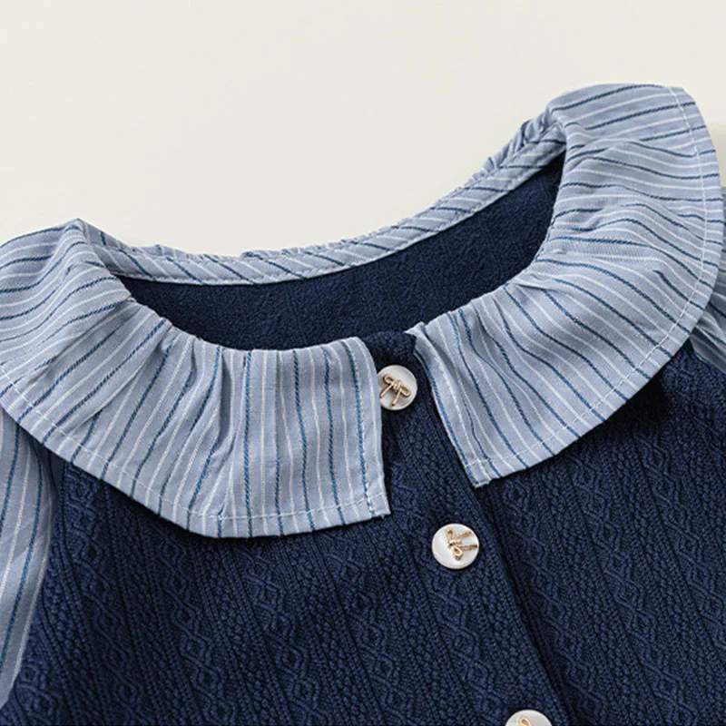 Conjunto niña de rayas con cuello Peter Pan y pantalón - imagen 5