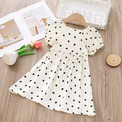 Vestido de verano para niña con mangas abullonadas arcoíris