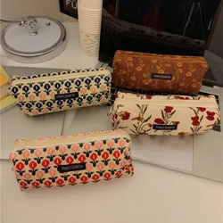 Estuche de lápices floral para niñas – estilo retro para la escuela