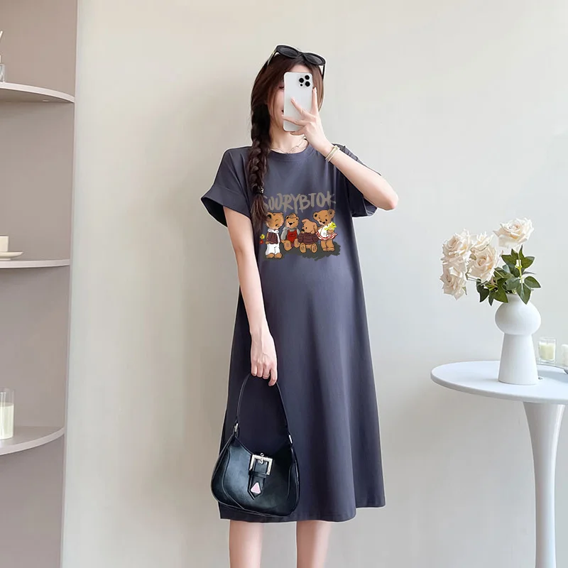 Vestido de premamá cruzado con drapeado lateral y manga corta - imagen 2