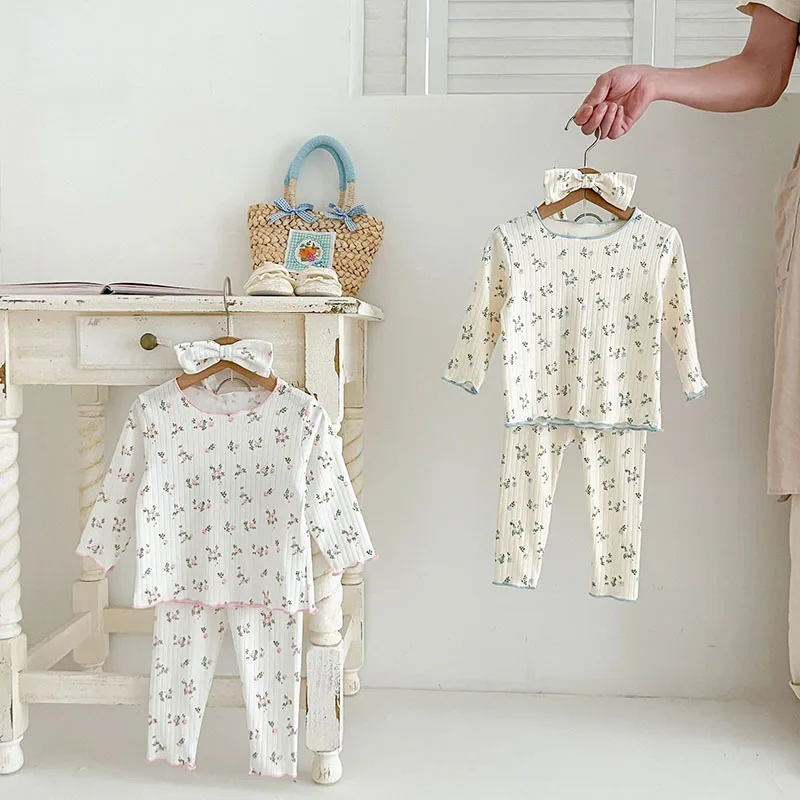 Milangel Pijama de Algodón para Bebé con Estampado de Flores Rosa - imagen 5