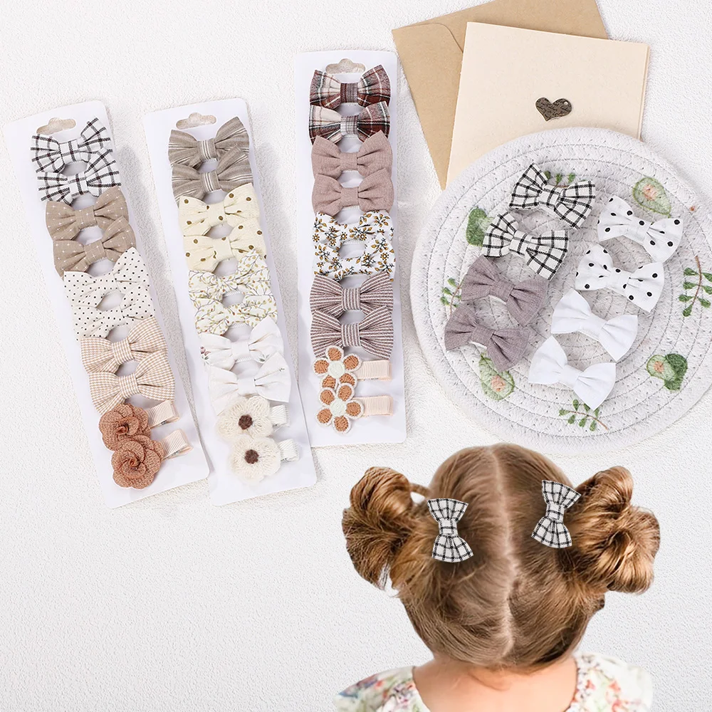 Set 10 lazos infantiles - Pasadores suaves para cabello de niña - imagen 4