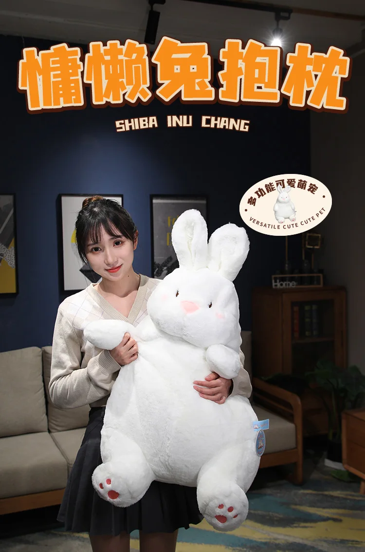 Conejo de peluche Kawaii con orejas largas esponjosas