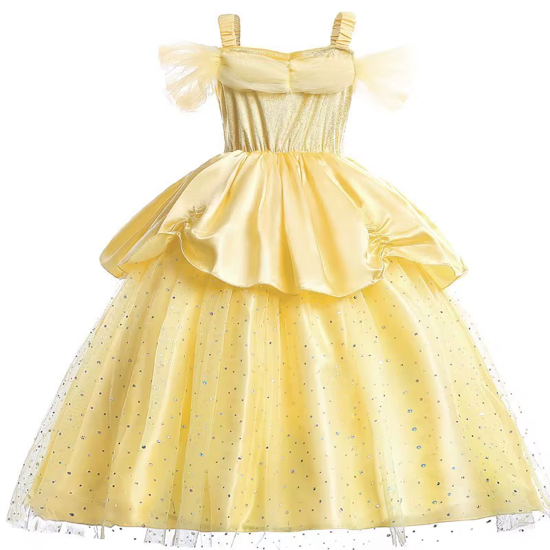 Vestido de princesa para niñas inspirado en Bella y Bestia artesanal - imagen 5