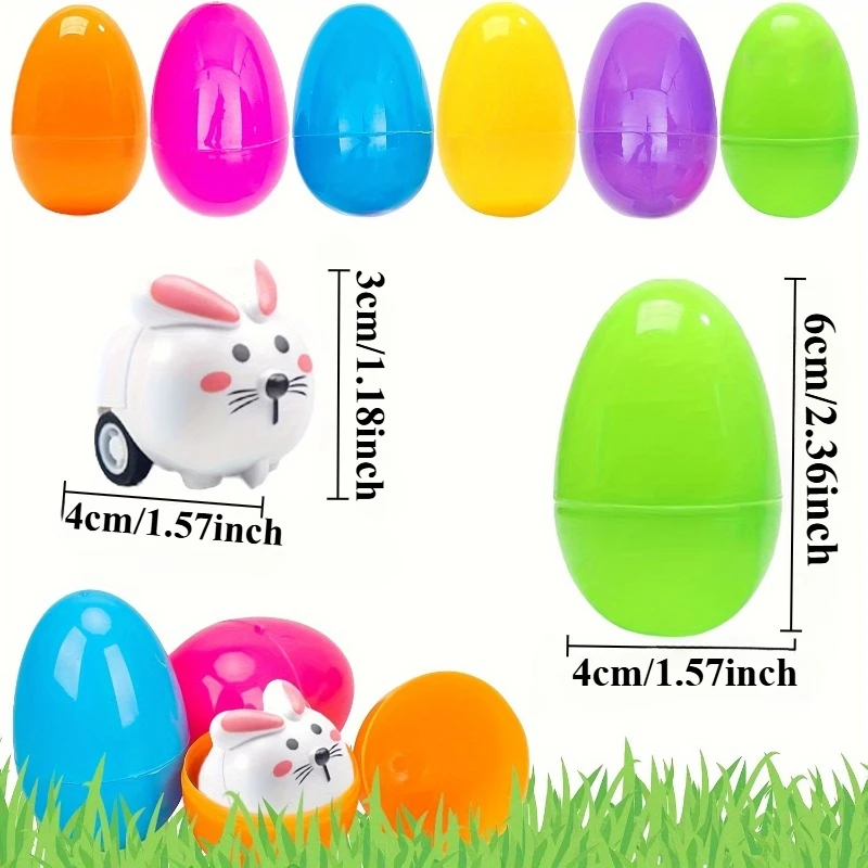 Huevos sorpresa de Pascua con conejo y coches metálicos para niños - imagen 2