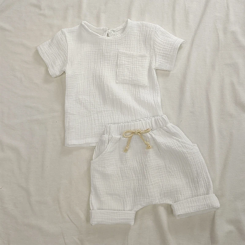 Conjunto lino algodón niños: camiseta y pantalón corto - imagen 3