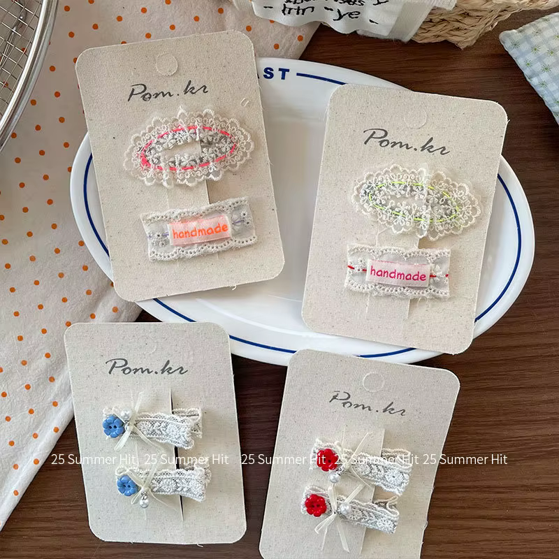 Pinzas para el pelo con lazo de encaje para niña estilo romántico