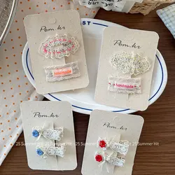 Pinzas para el pelo con lazo de encaje para niña estilo romántico