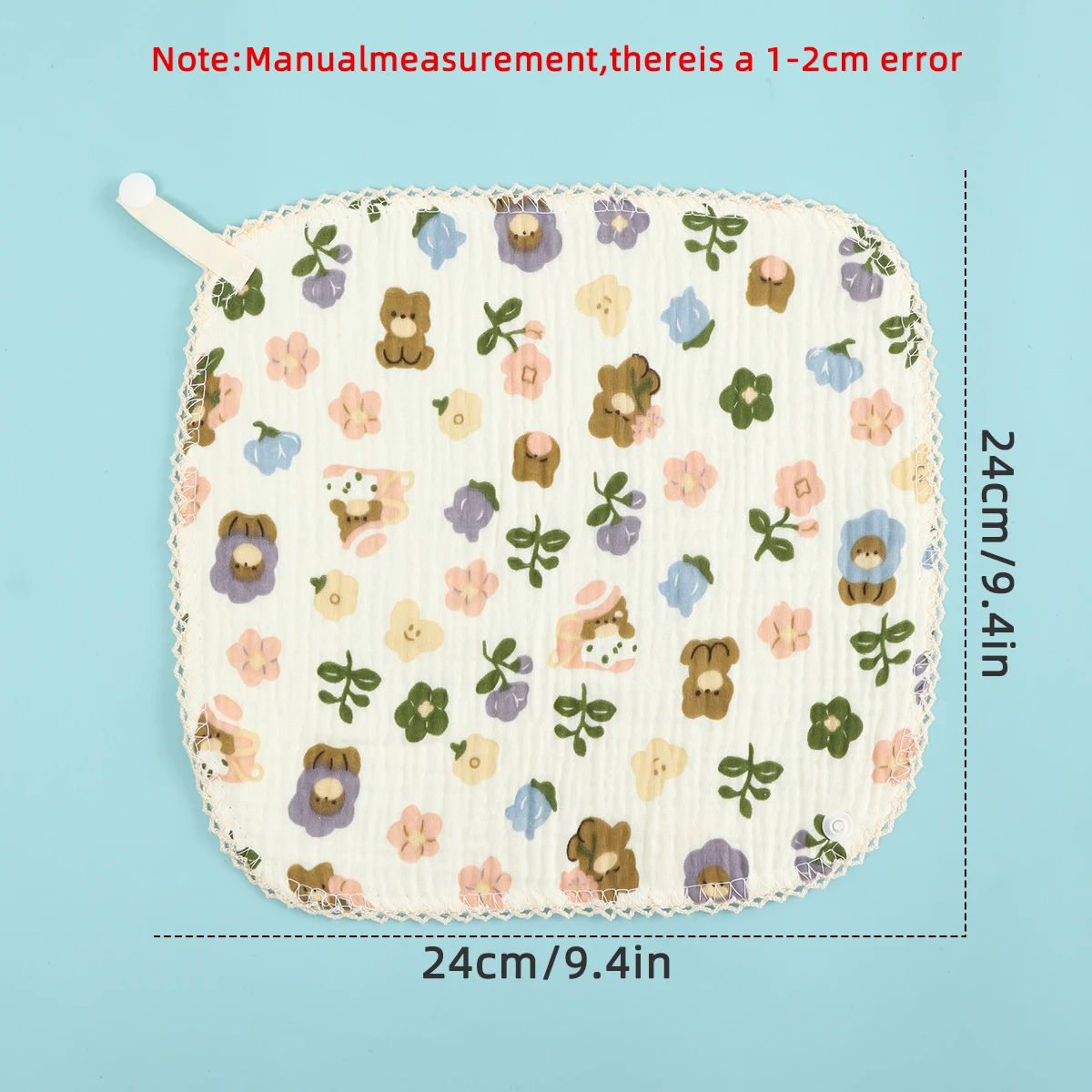 Juego de toallas de mano de algodón para bebé cuadradas con hebilla - imagen 3