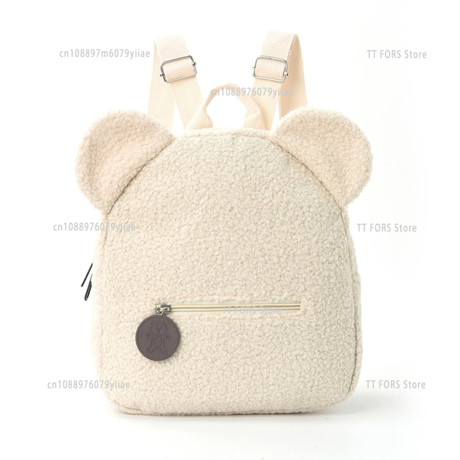 Mochila infantil pequeña de lana con orejas de oso impermeable cálida - imagen 2