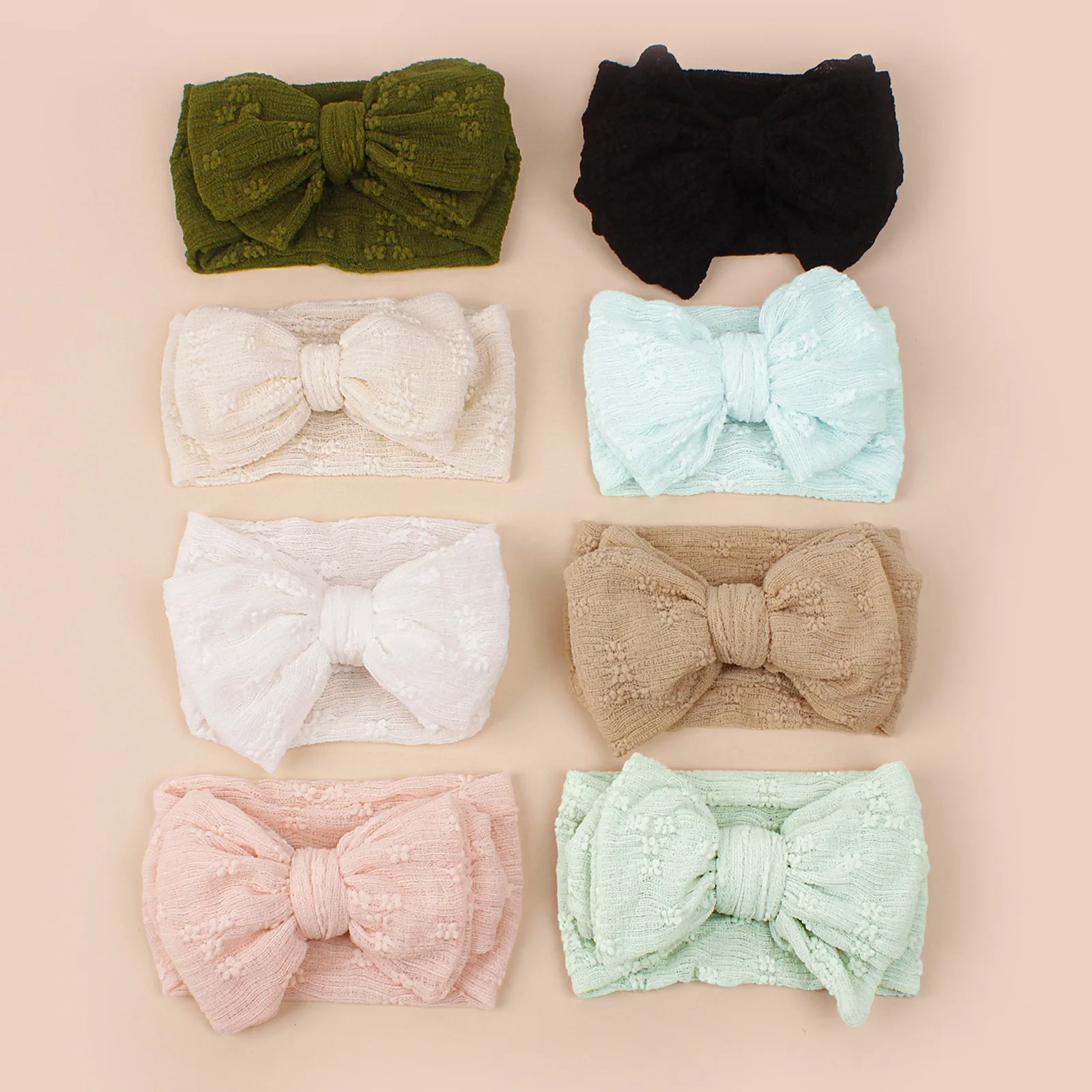 Diadema bordada con lazo de doble capa para niñas pequeñas