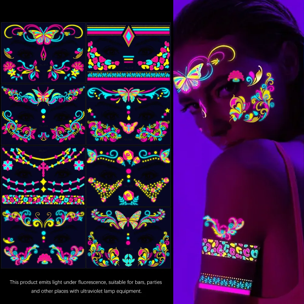 Pegatinas faciales fluorescentes resistentes al agua para festivales - imagen 4