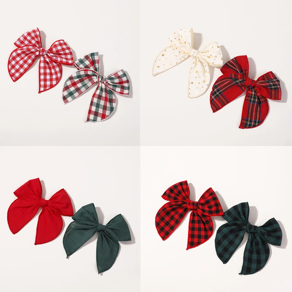 Horquillas con lazos navideños para niñas, pinzas artesanales - imagen 3