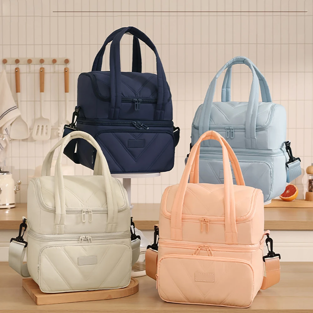 Bolsa de pañales aislante acolchada doble pastel portátil - imagen 5