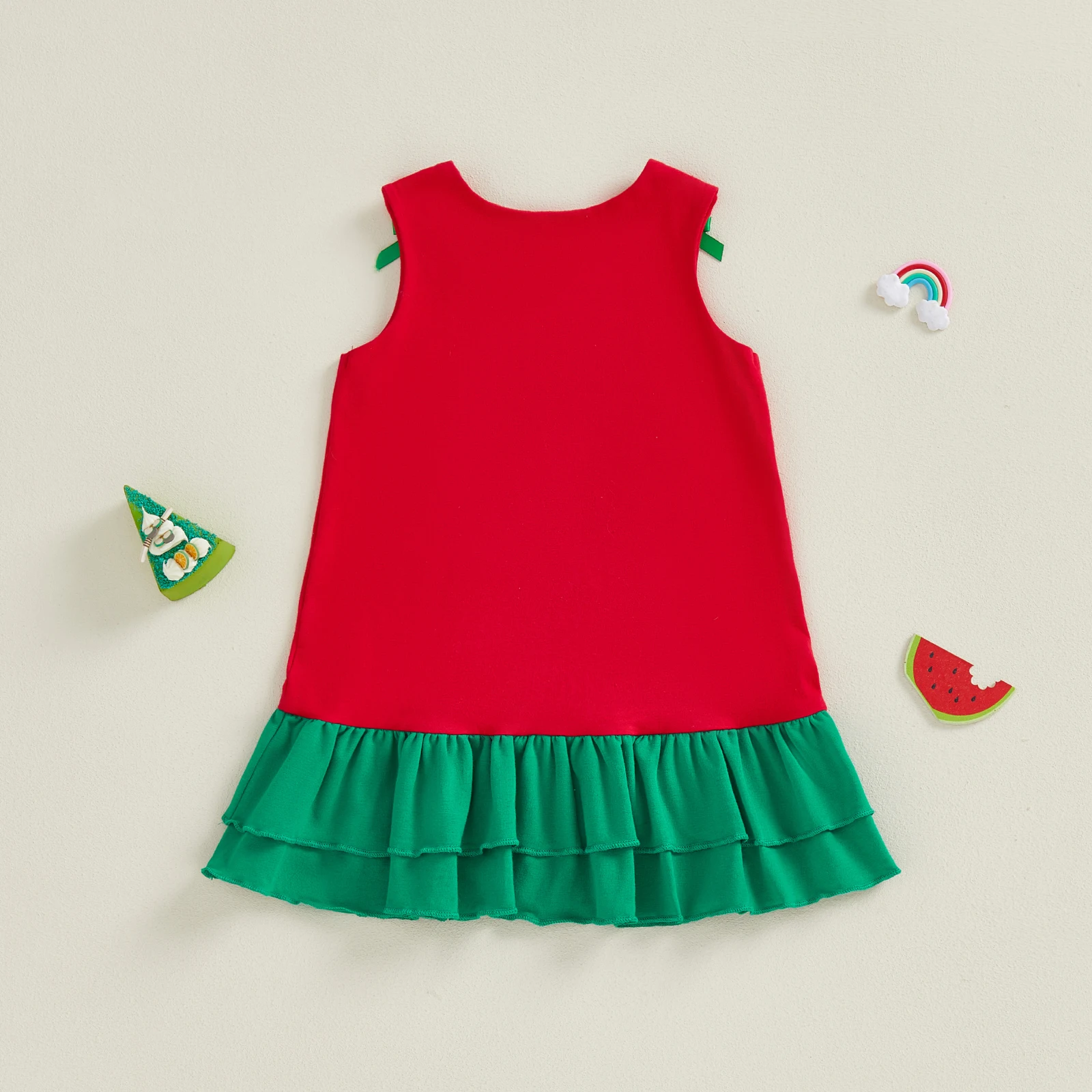 Tregren Vestido niña sin mangas de verano línea A estampado sandía - imagen 5