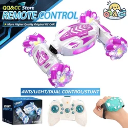Coche RC acrobático con luces y control remoto dual para niños