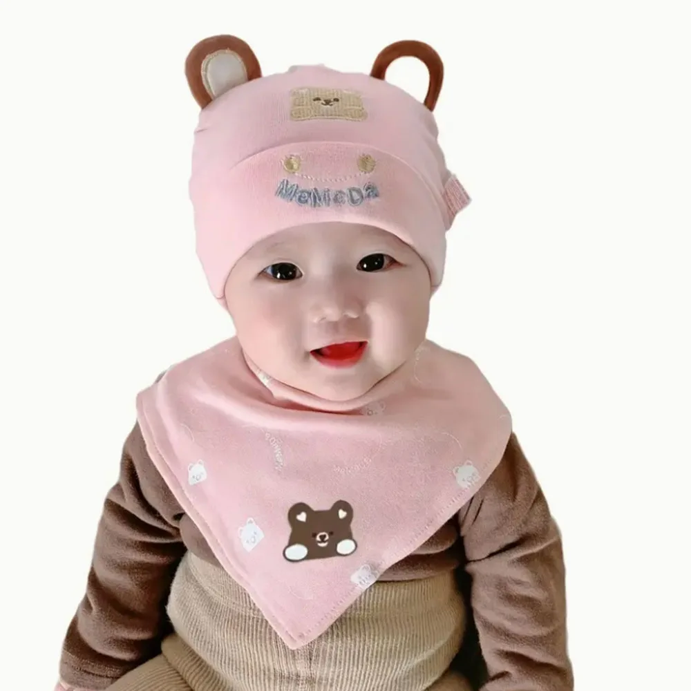 Set gorro bebé y babero triangular suave para recién nacidos - imagen 3