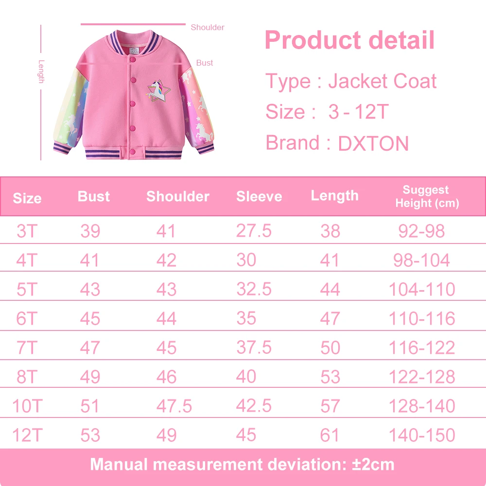 Chaquetas de béisbol infantiles con diseño de unicornio
