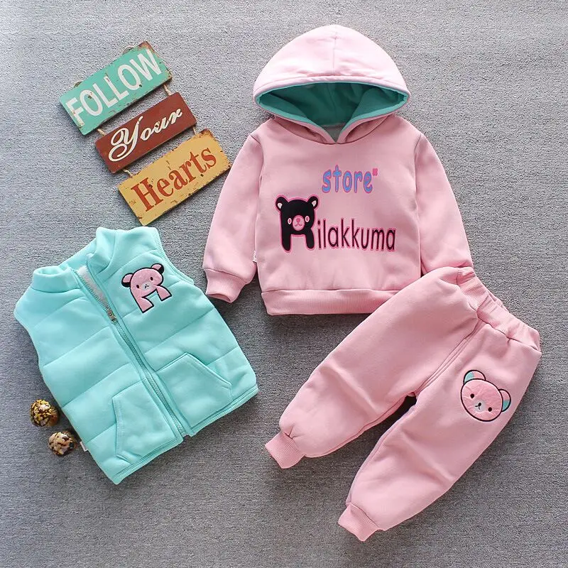 Conjunto invierno bebé niña – Chaqueta oso de lana con chaleco y pants - imagen 5