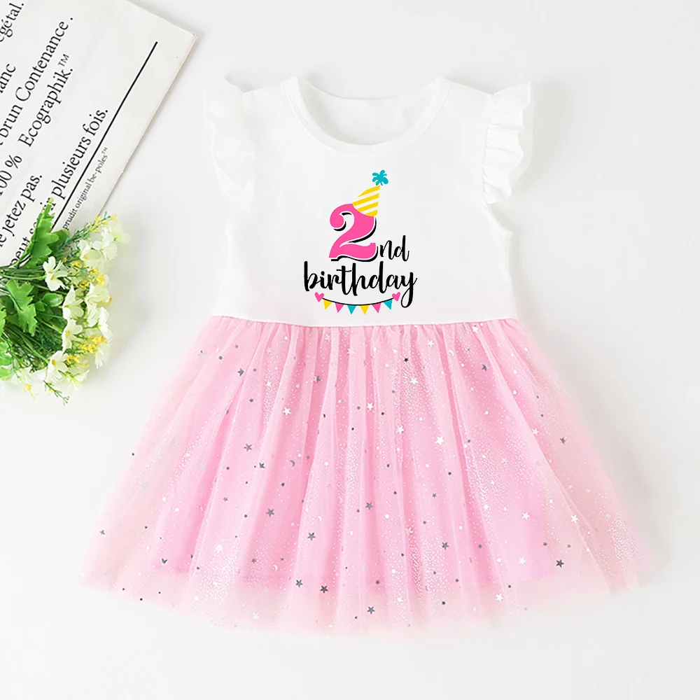 Vestido de manga corta para niña – Perfecto para cumpleaños y bautizo
