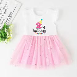 Vestido de manga corta para niña – Perfecto para cumpleaños y bautizo