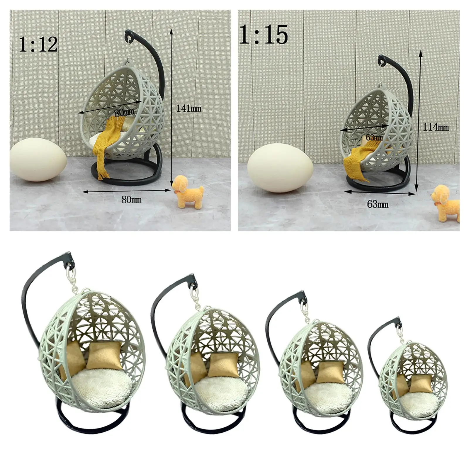 Resin Craft Hanging Chair for Miniature Scenery and Dollhouse Accessories