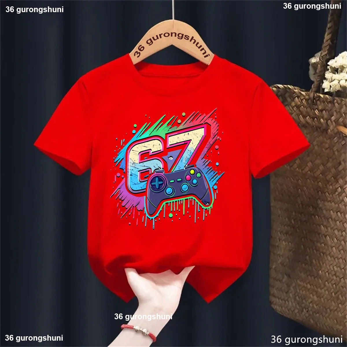 Camiseta manga corta estampada divertida Game Six Seven 67 para niños - imagen 3