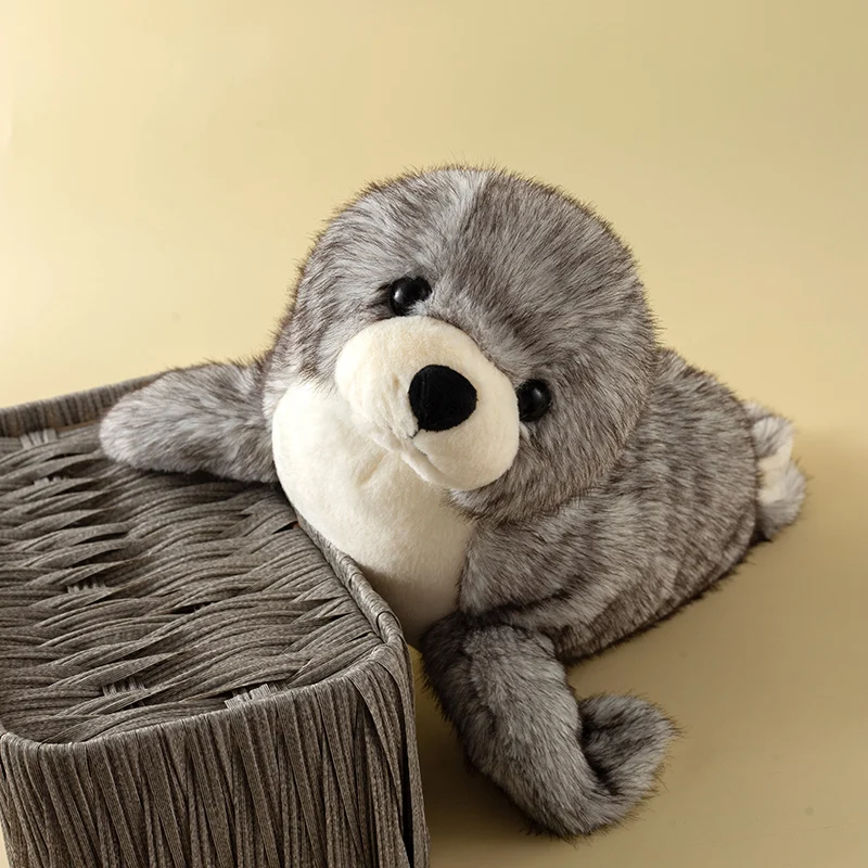 Peluche de foca marina realista con suave relleno blanco y gris - imagen 3