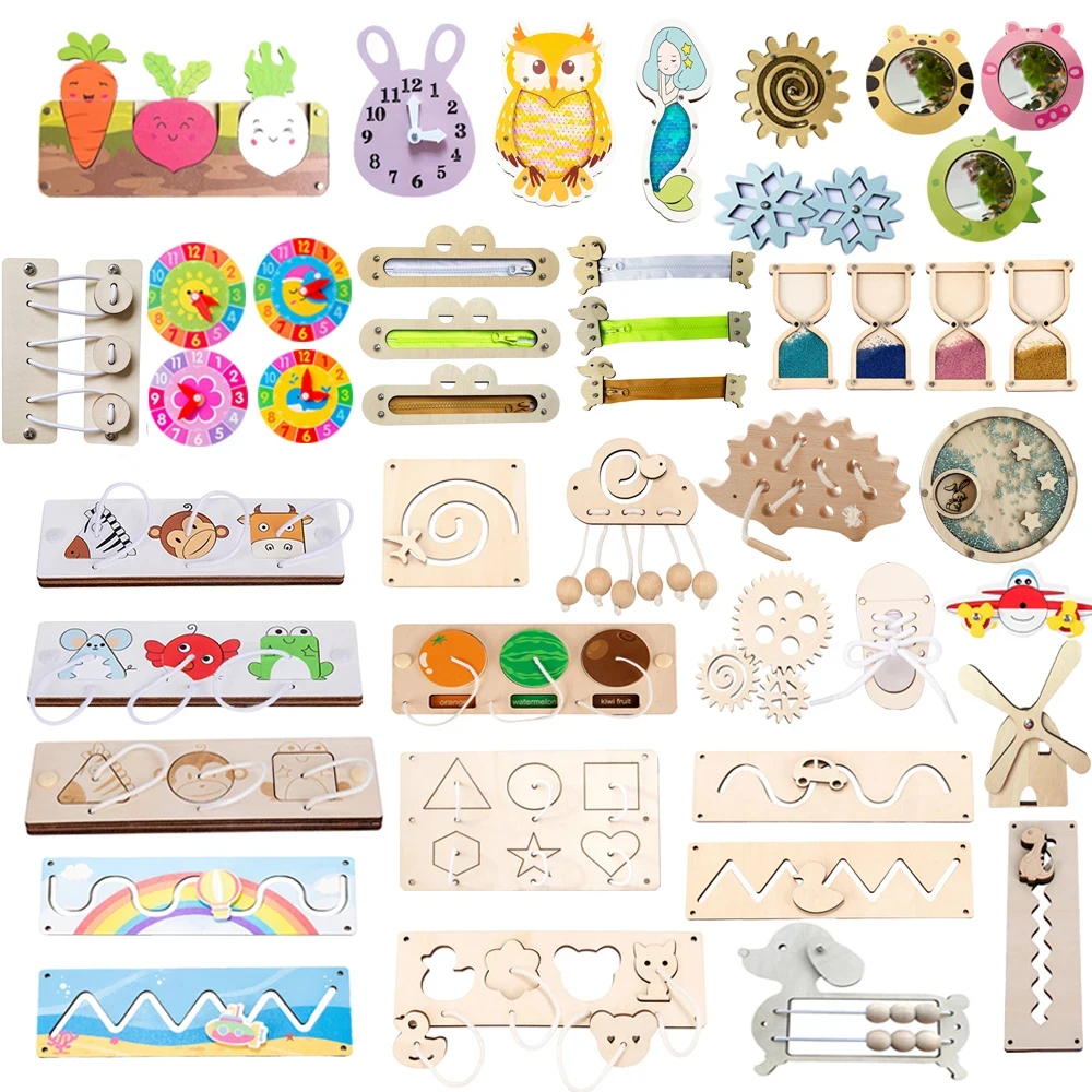 Tablero Montessori con cerraduras y mecanismos