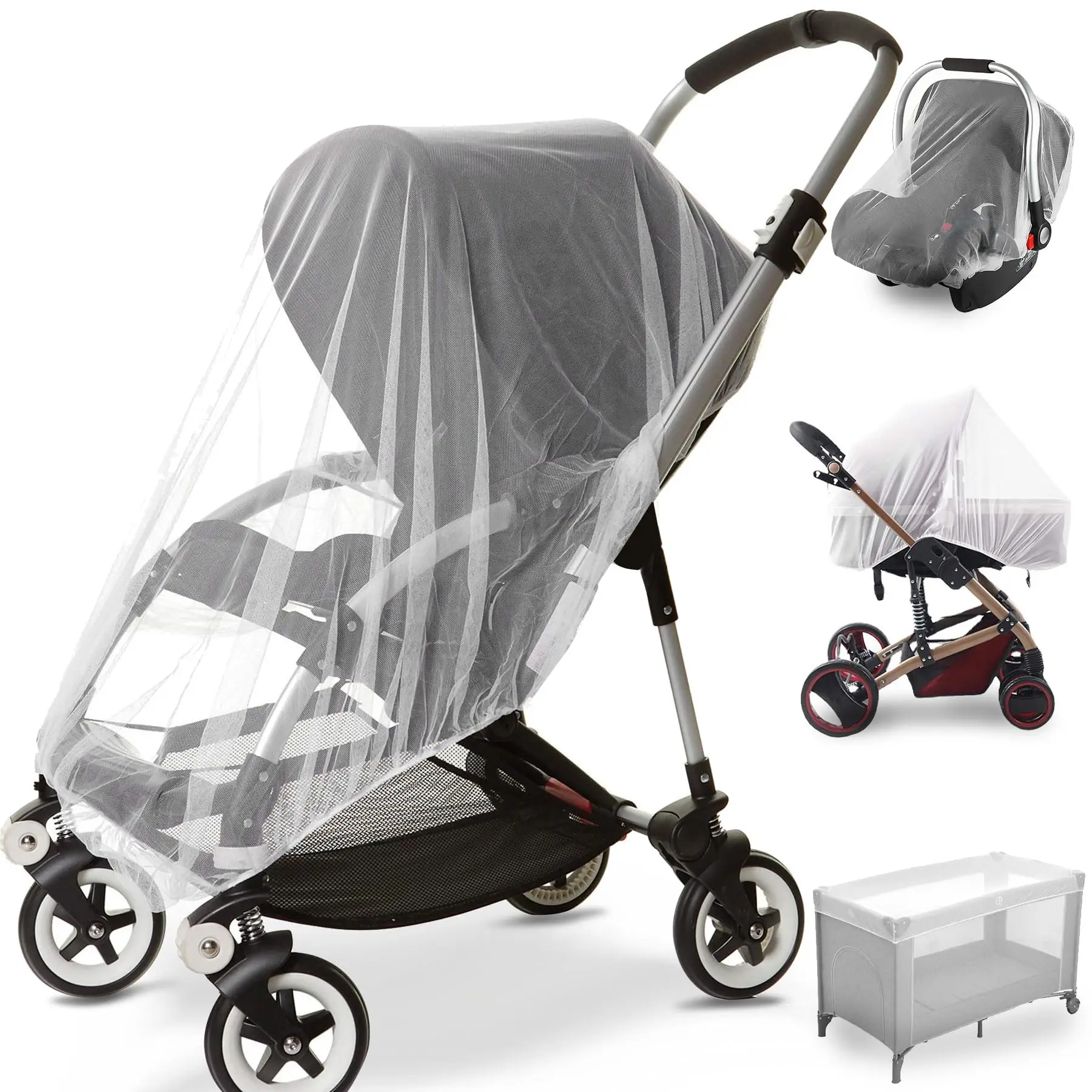 Mosquitera universal para cochecito, malla transpirable elástica