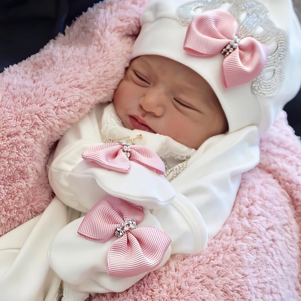 Lilax Conjunto de bebé rosa de algodón con corona y mariposa - imagen 2