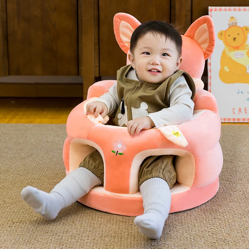 Asiento elevado para bebés con respaldo alto anticaídas y felpa - imagen 4
