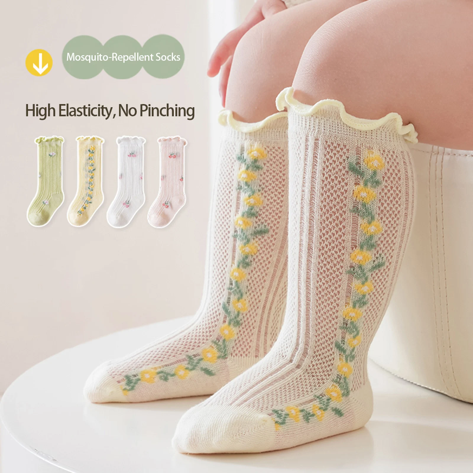 Calcetines florales algodón niña – Transpirables y cómodos - imagen 4