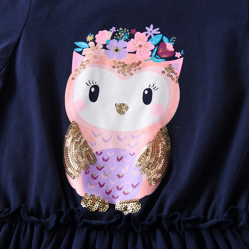 Vestido infantil DXTON de algodón con estampado de búho - imagen 5