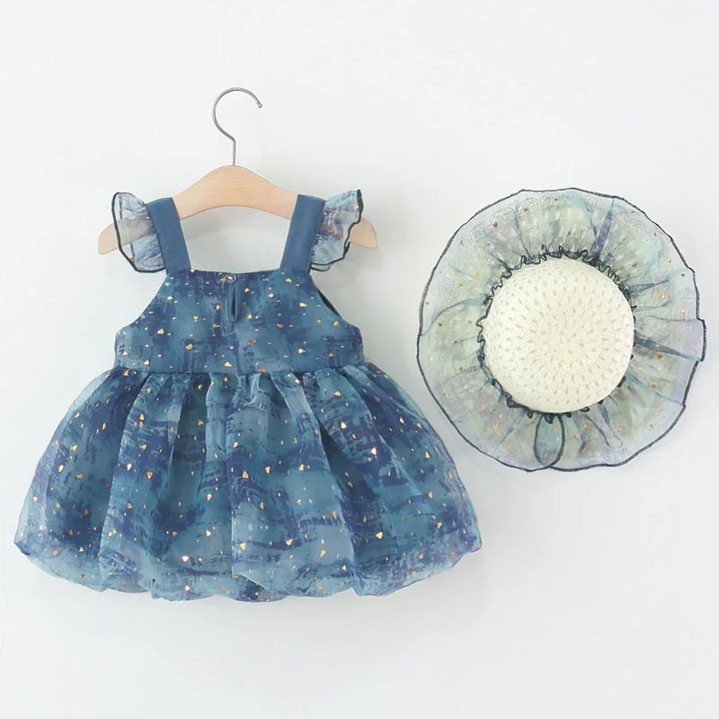 Vestido princesa de verano para niña con lazo y sombrero - imagen 2