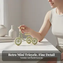 Triciclo decorativo para casa de muñecas con acabado detallado