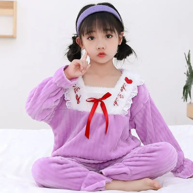 Pijama de franela cálido niña, manga larga, cómodo y grueso - imagen 4
