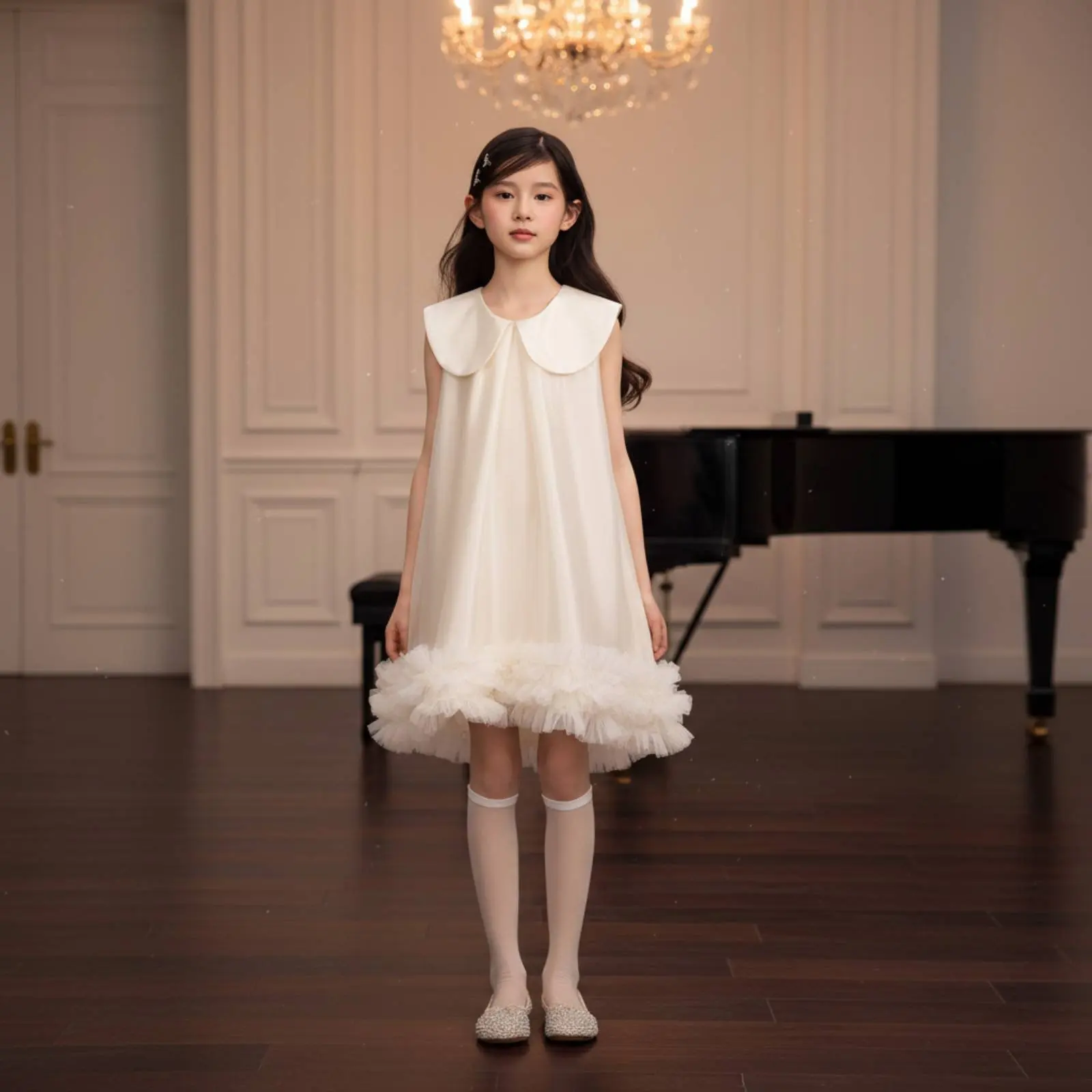 Vestido ligero sin mangas con cuello Peter Pan para fiestas y bodas - imagen 5