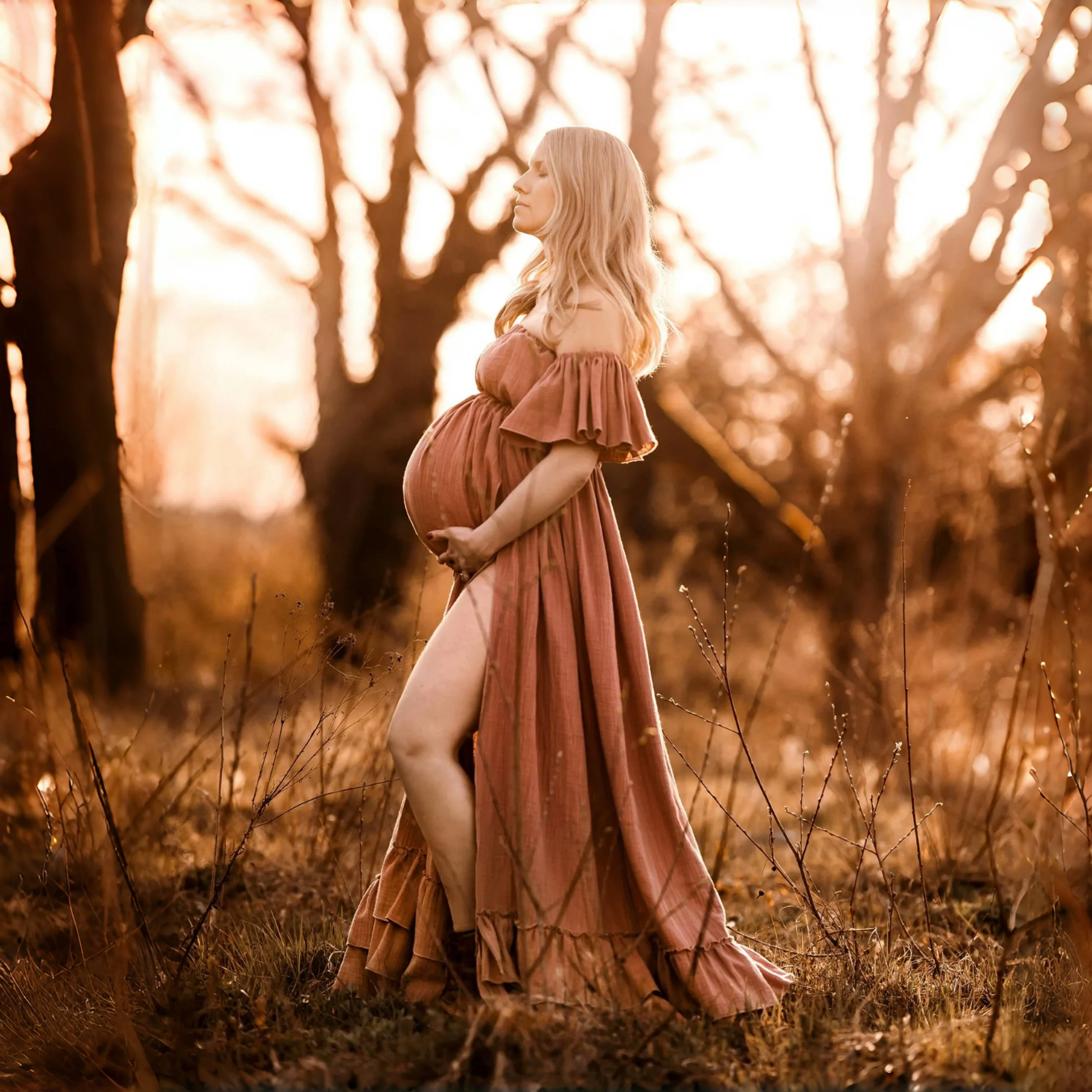Vestido de maternidad bohemio de algodón para sesión fotográfica - imagen 2