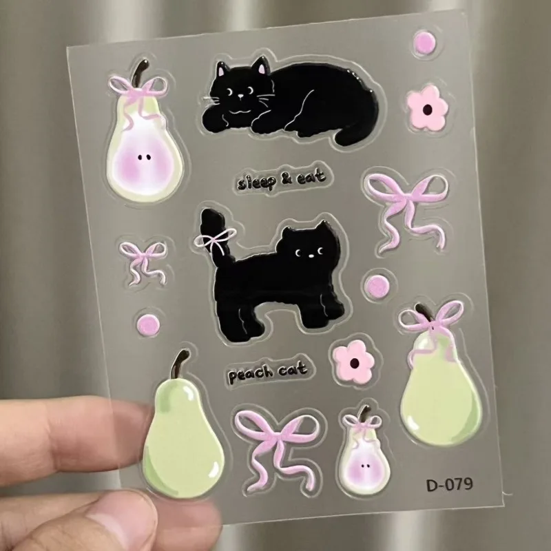 Pegatinas de gatos negros en relieve para manualidades infantiles - imagen 3