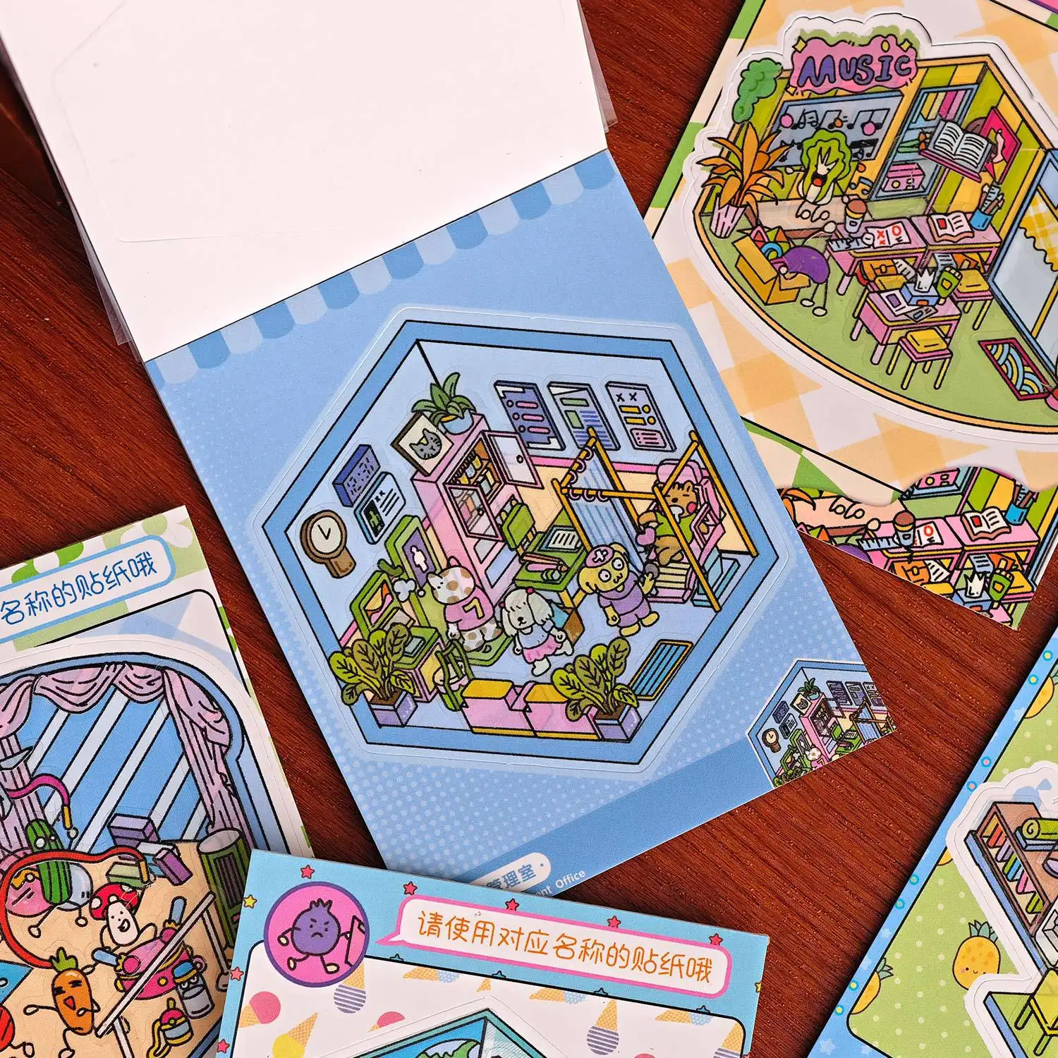 Álbum de pegatinas 3D con paisajes y escenas infantiles para niños - imagen 2
